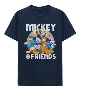 Disney Navy Graphic Mickey & Friends Short Sleeve Tee size Small
